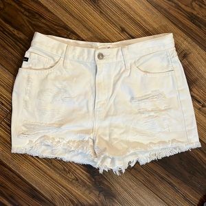 Kancan white denim shorts